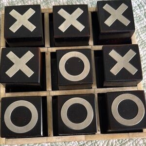 Wooden Tic Tac Toe Game with Silver Accents just got out of the box brand new